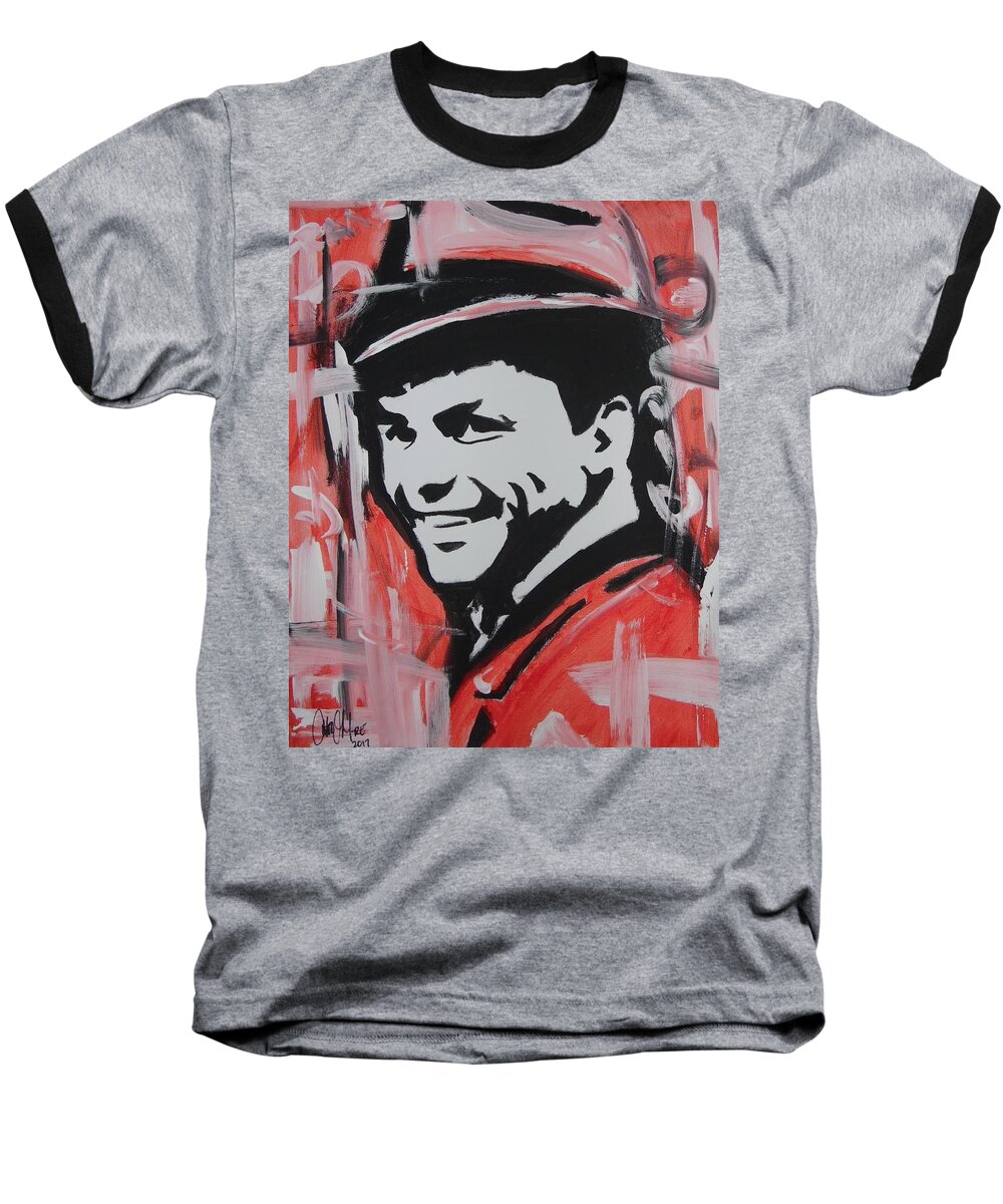 Frank Sinatra Baseball T-Shirt featuring the painting So Sinatra by Antonio Moore