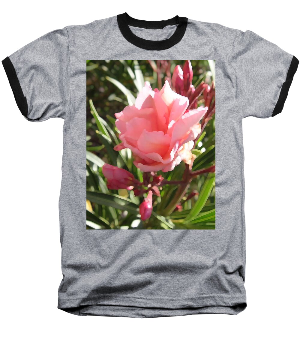Flower Baseball T-Shirt featuring the digital art Soft Pink Blush by Gary Baird