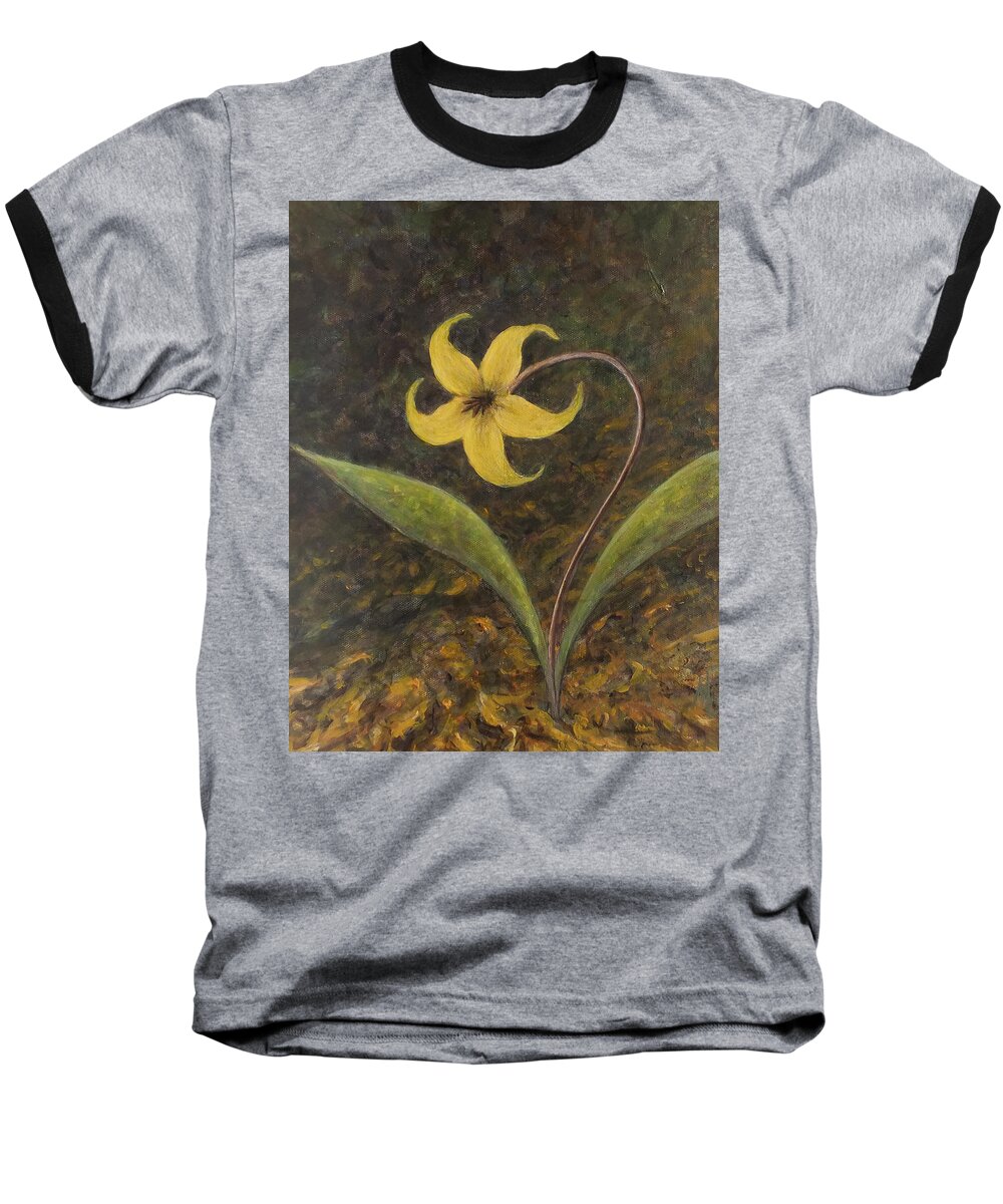 Dog Lily Baseball T-Shirt featuring the painting Solo by Marc Dmytryshyn