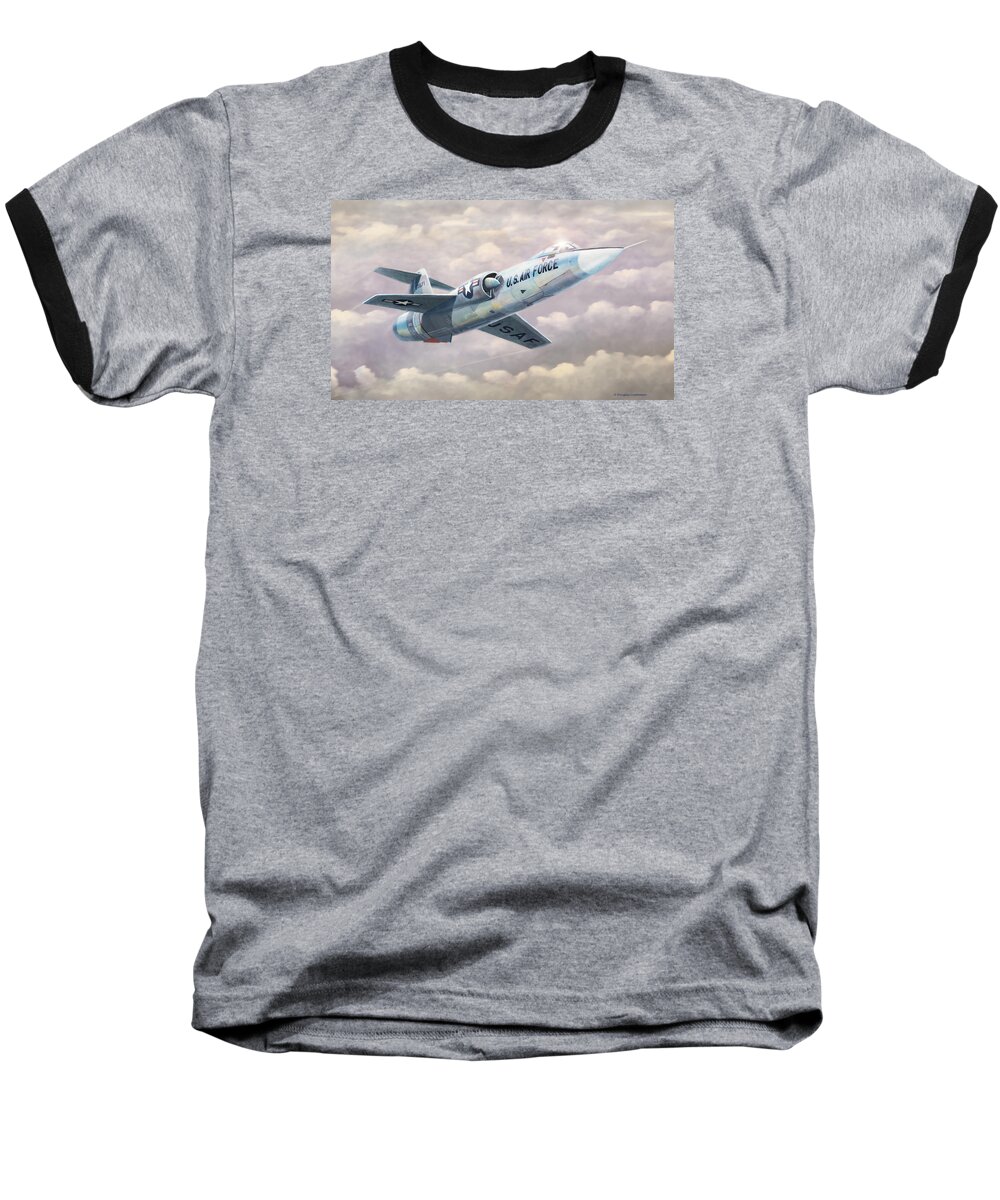Military Baseball T-Shirt featuring the painting Solo Starfighter by Douglas Castleman