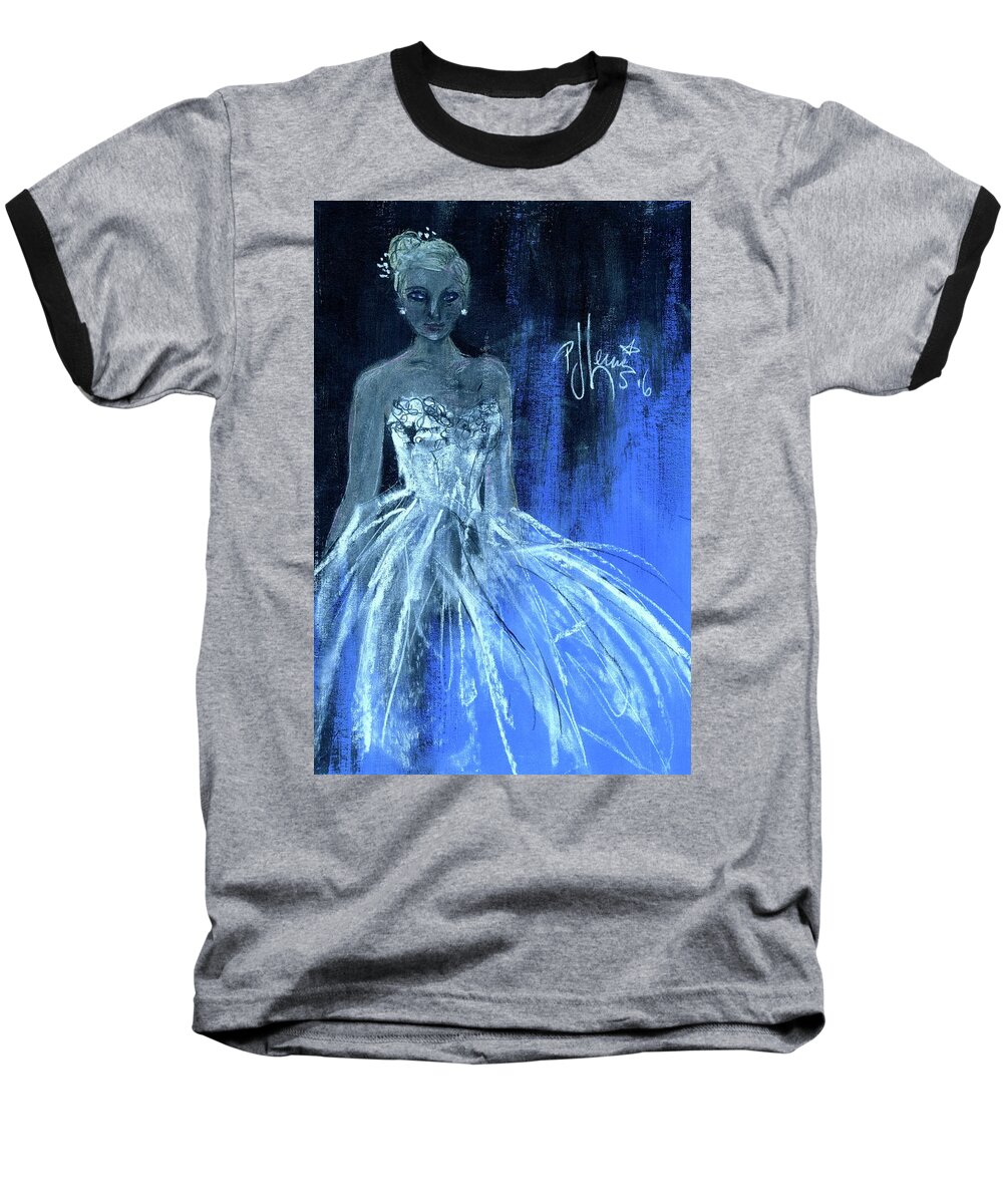 Fashion Baseball T-Shirt featuring the painting Something Blue by PJ Lewis