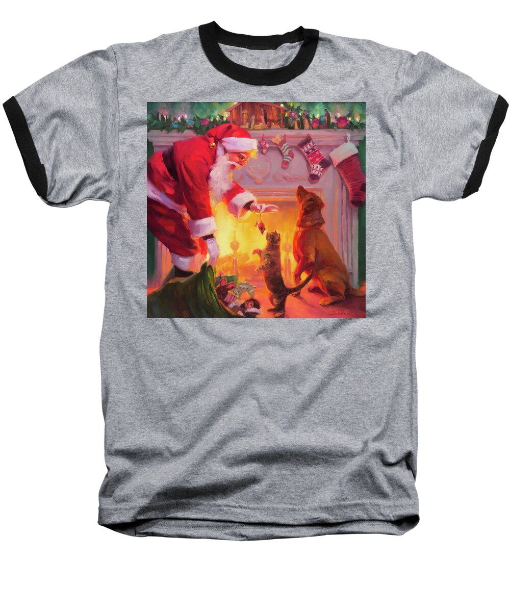 Christmas Baseball T-Shirt featuring the painting Something for Everyone by Steve Henderson