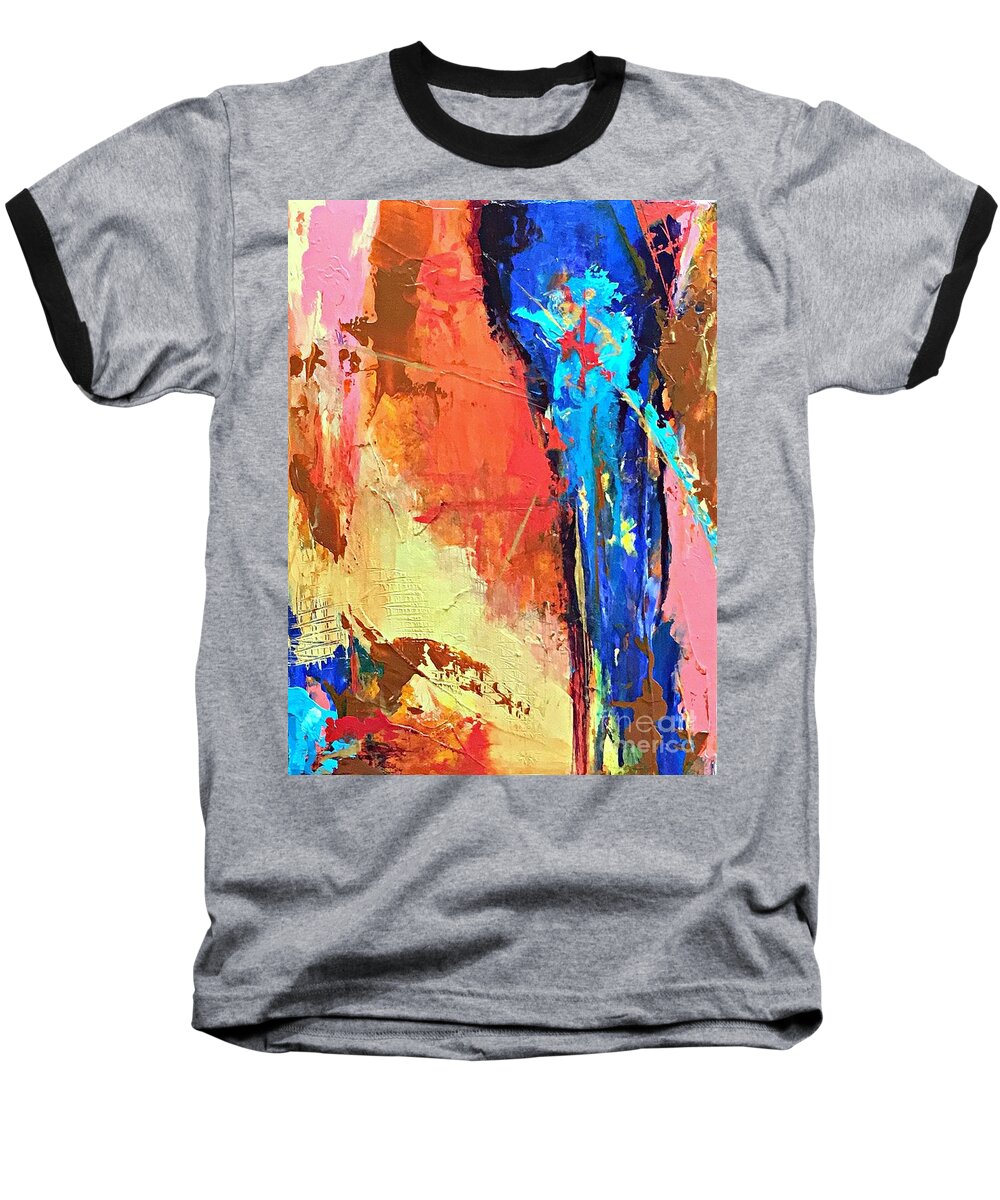 Abstract Baseball T-Shirt featuring the painting Song of the Water by Mary Mirabal