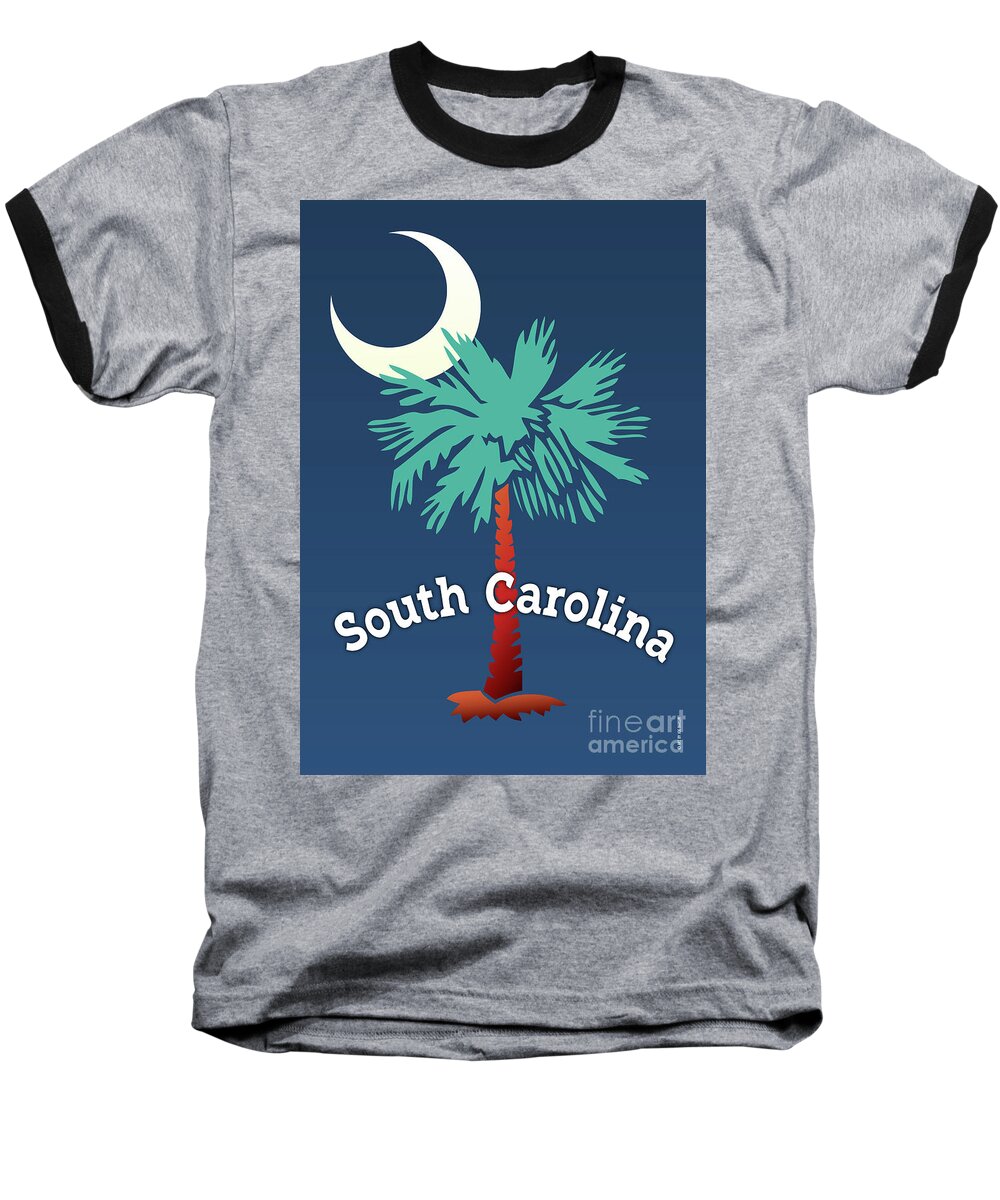 South Carolina Baseball T-Shirt featuring the digital art South Carolina Palmetto by Joe Barsin