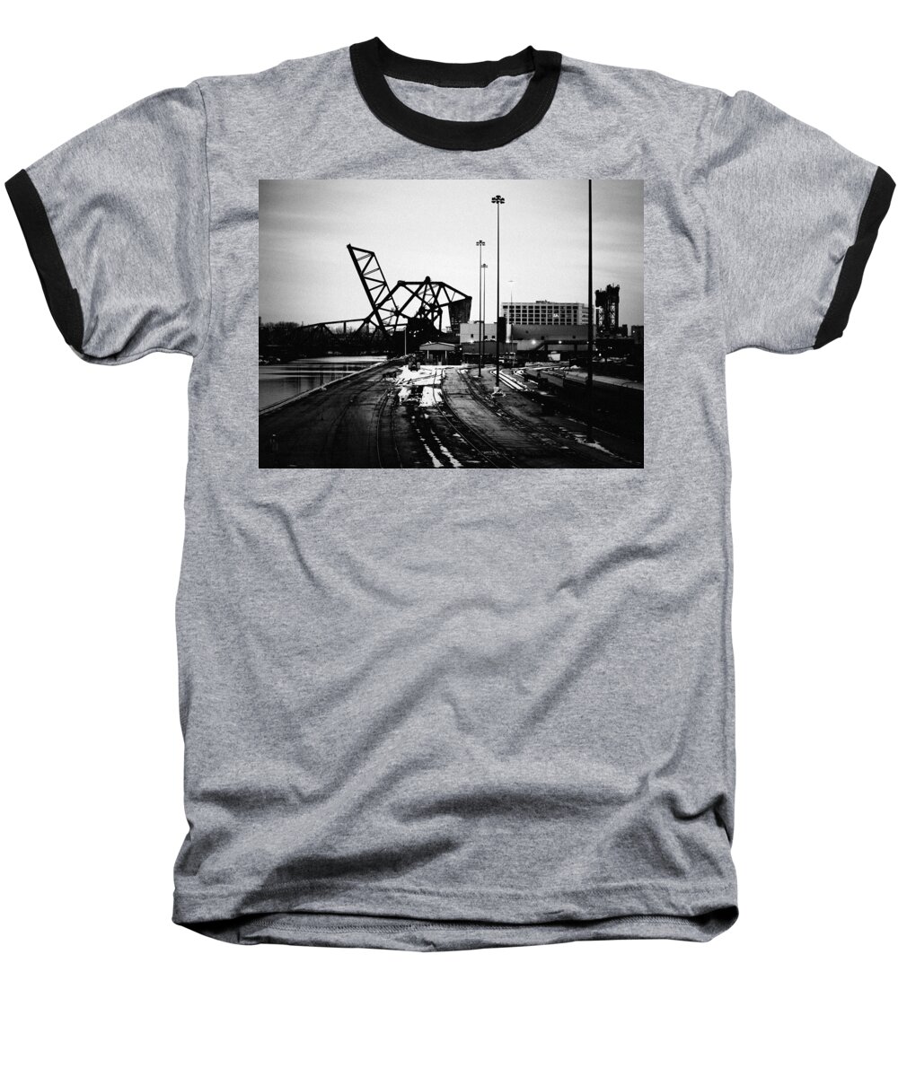 Downtown Baseball T-Shirt featuring the photograph South Loop Railroad Bridge by Kyle Hanson