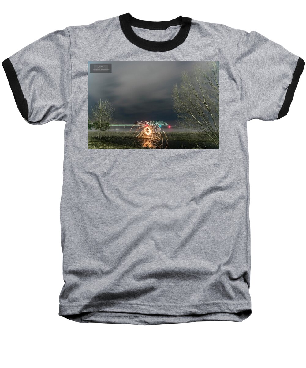 Steel Wool Baseball T-Shirt featuring the photograph Spinning the Night Away by Paul Brooks