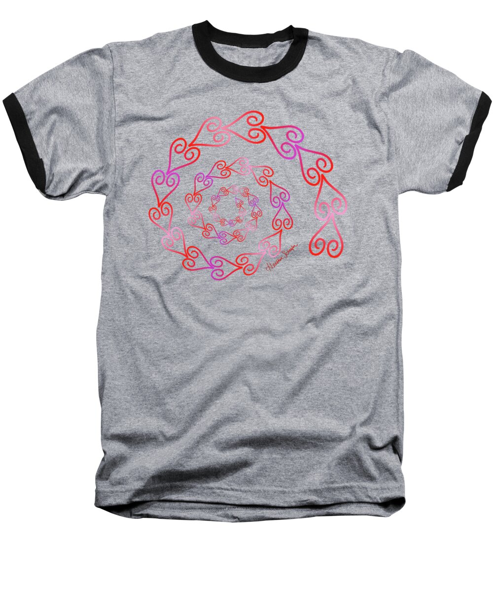 Artsytoo Baseball T-Shirt featuring the digital art Spiral of Hearts by Heather Schaefer