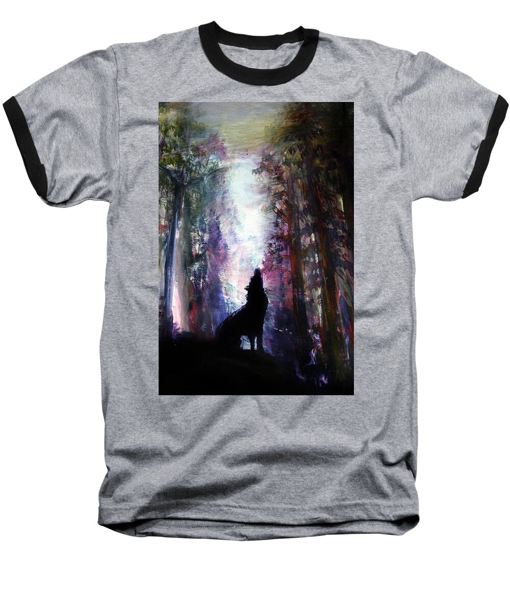 Wolf Baseball T-Shirt featuring the painting Spirit Guide by Frank Botello