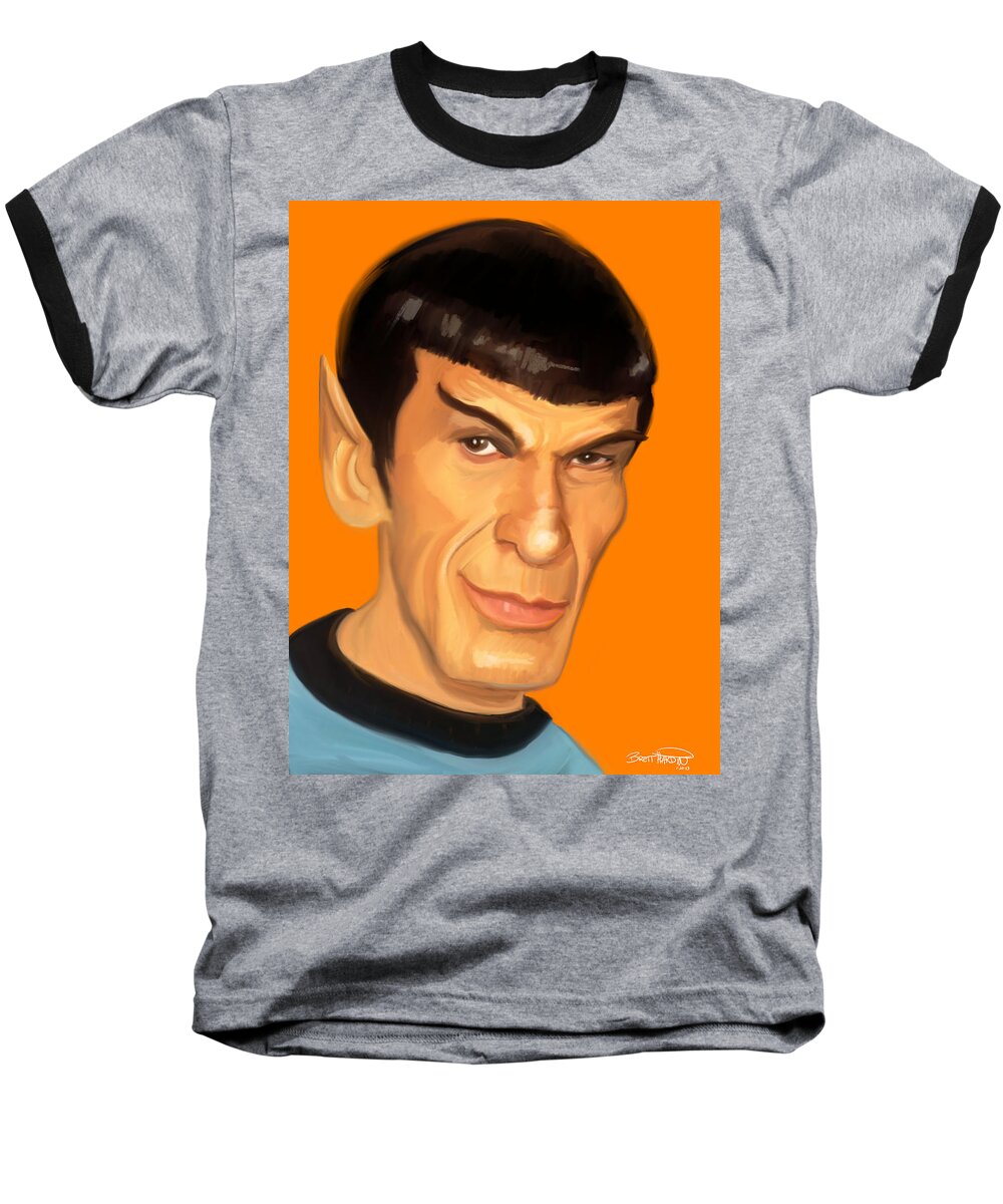 Spock Baseball T-Shirt featuring the painting Spock by Brett Hardin
