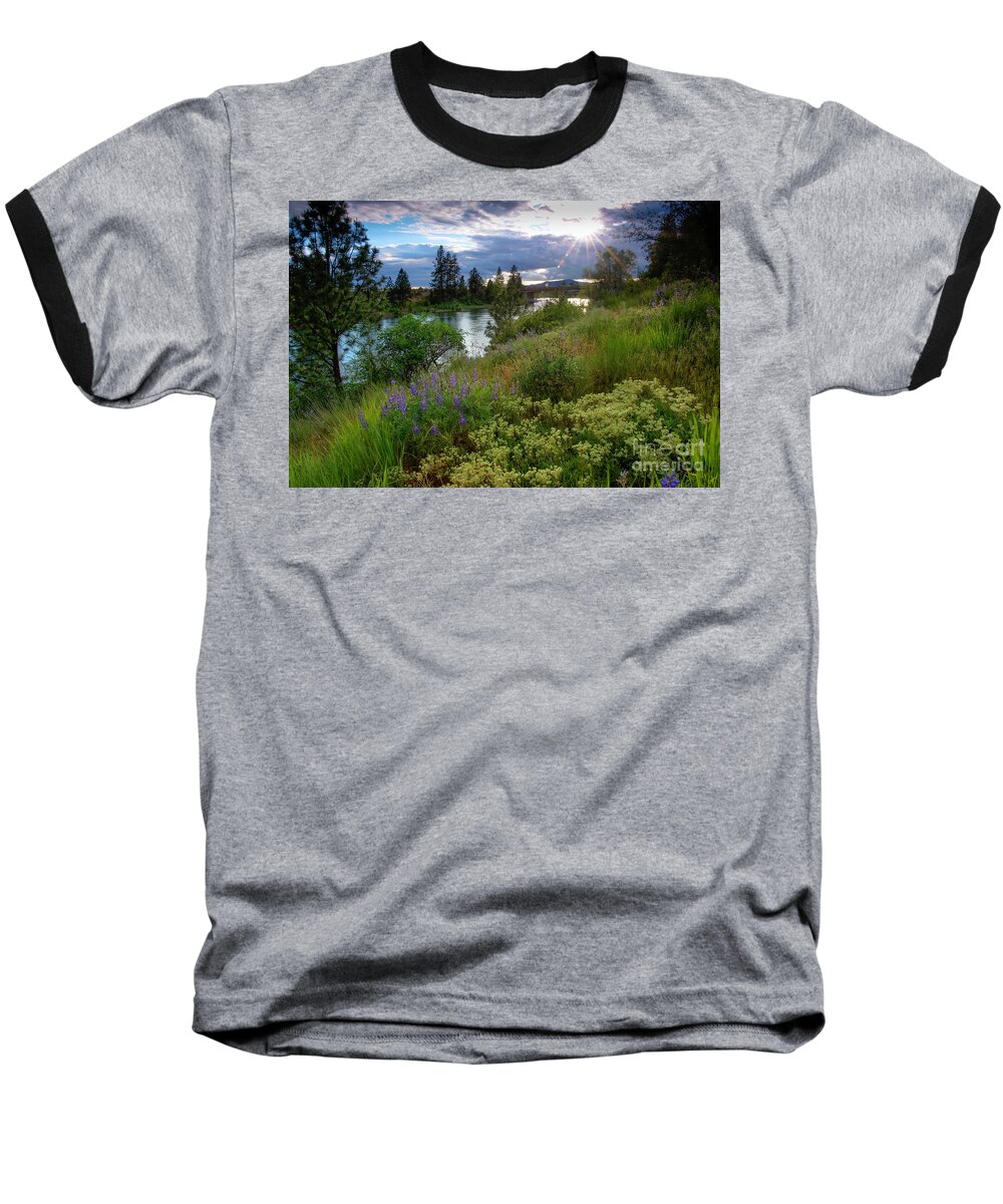  Baseball T-Shirt featuring the photograph Spokane River Spring by Idaho Scenic Images Linda Lantzy