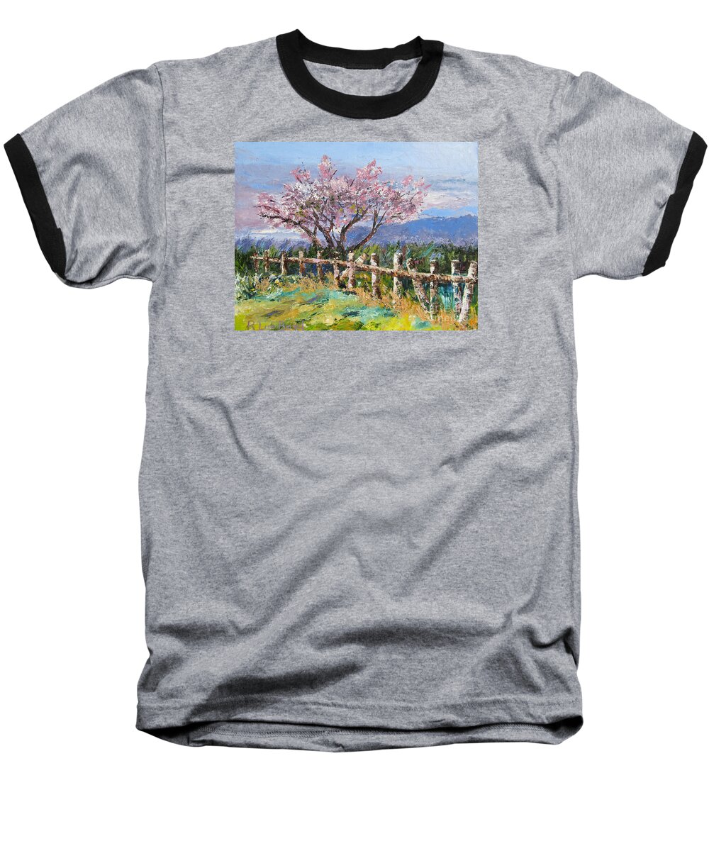 Spring Baseball T-Shirt featuring the painting Spring Blossom Pallet Knife Painting by Lisa Boyd