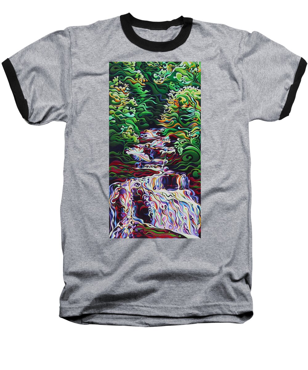 Waterfall Baseball T-Shirt featuring the painting Spring Cascade by Amy Ferrari