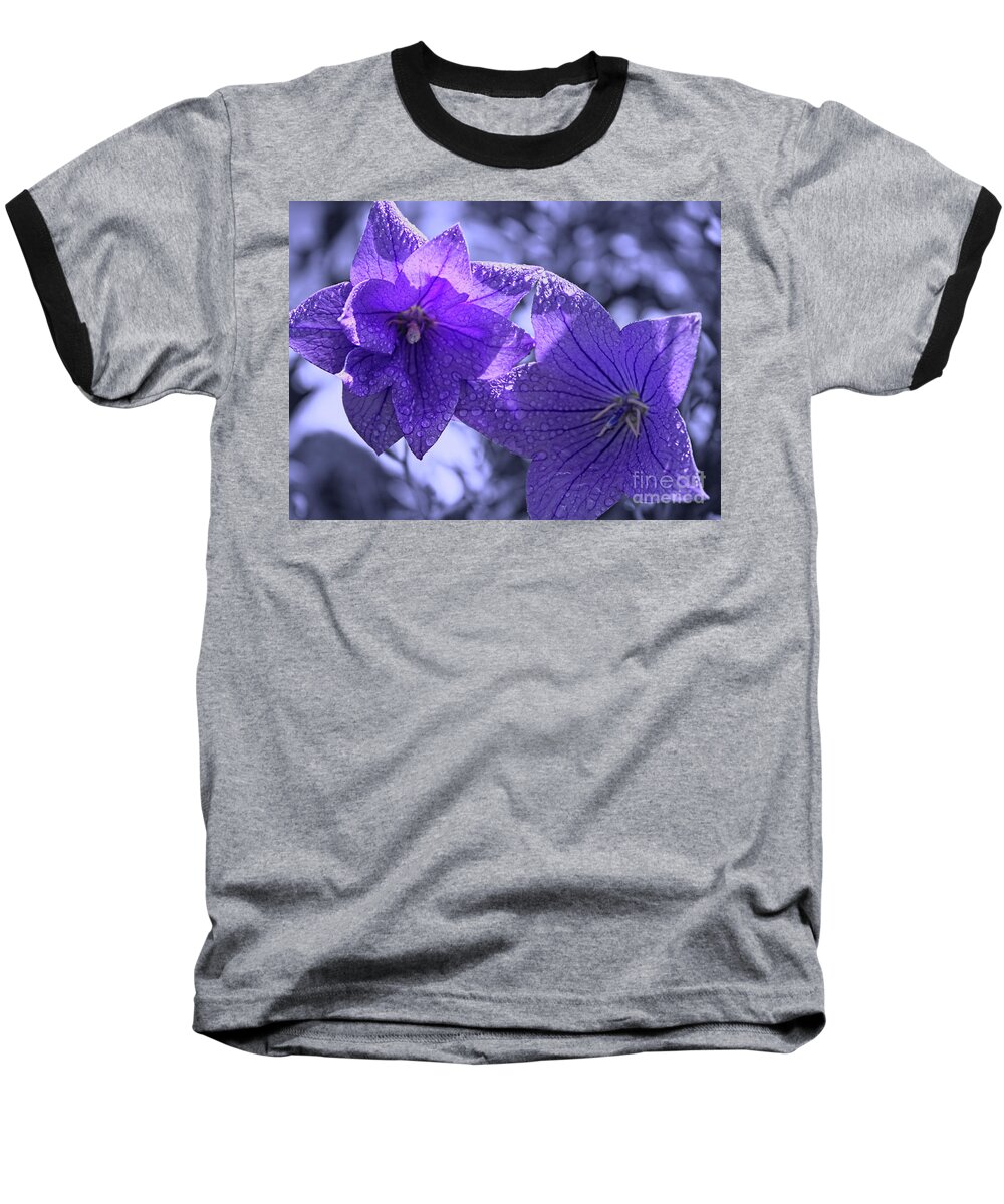 Purple Balloon Flowers Baseball T-Shirt featuring the photograph Spring Hope by Cathy Beharriell
