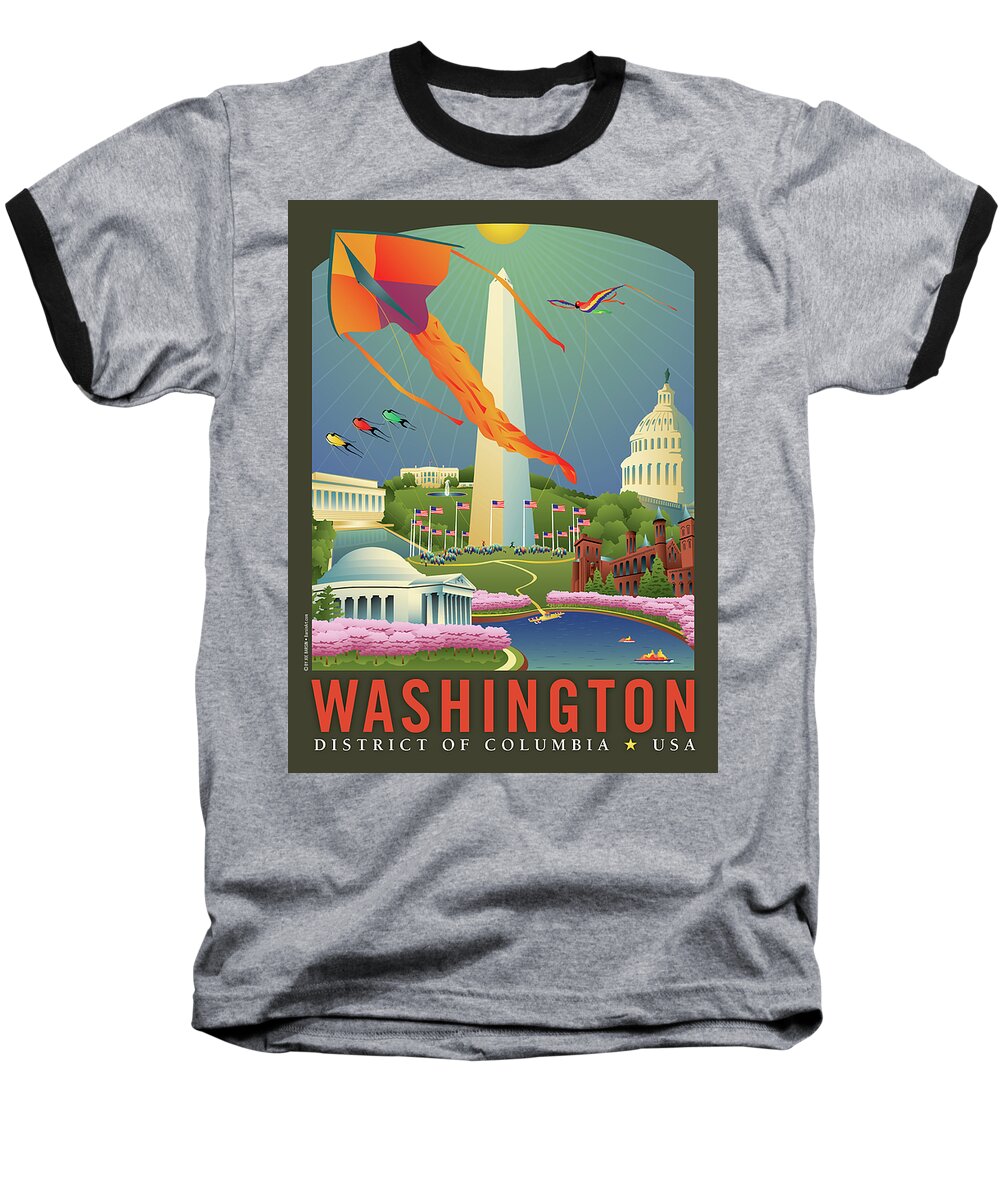 Kite Festival Baseball T-Shirt featuring the digital art Spring in Washington D.C. by Joe Barsin