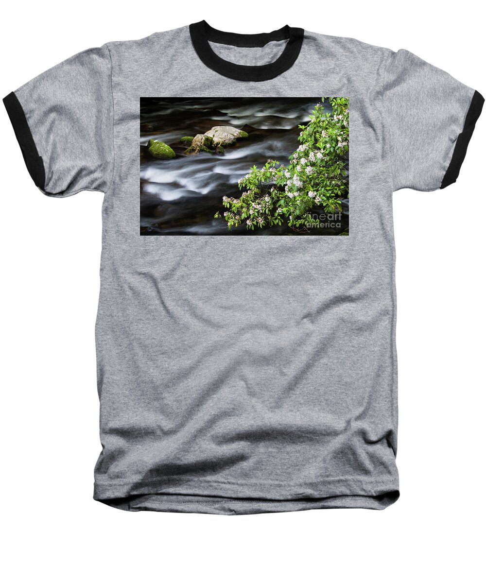 Mountain Baseball T-Shirt featuring the photograph Spring on the Oconaluftee River - D009923 by Daniel Dempster