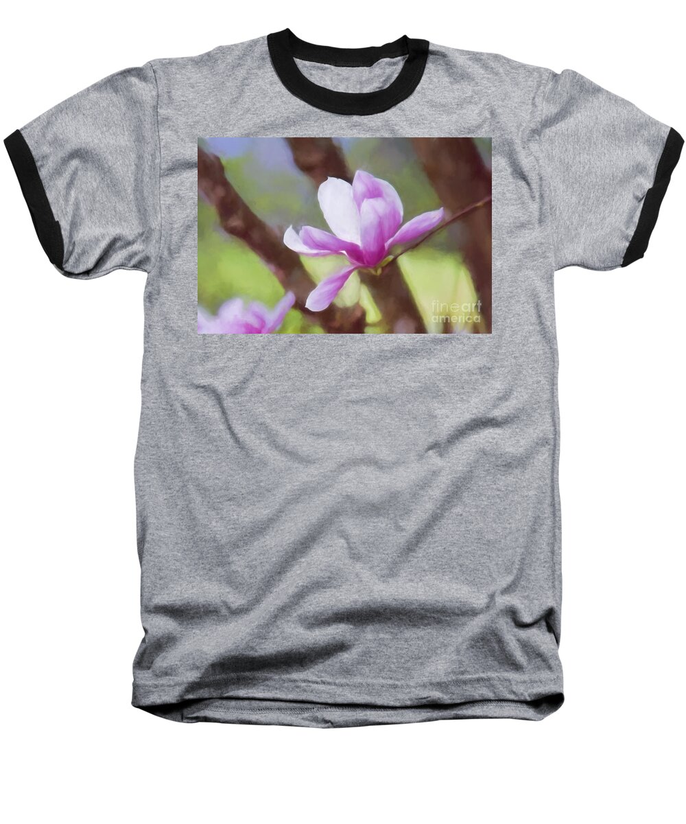 Saucer Magnolia Baseball T-Shirt featuring the photograph Spring Pink Saucer Magnolia by Patricia Montgomery