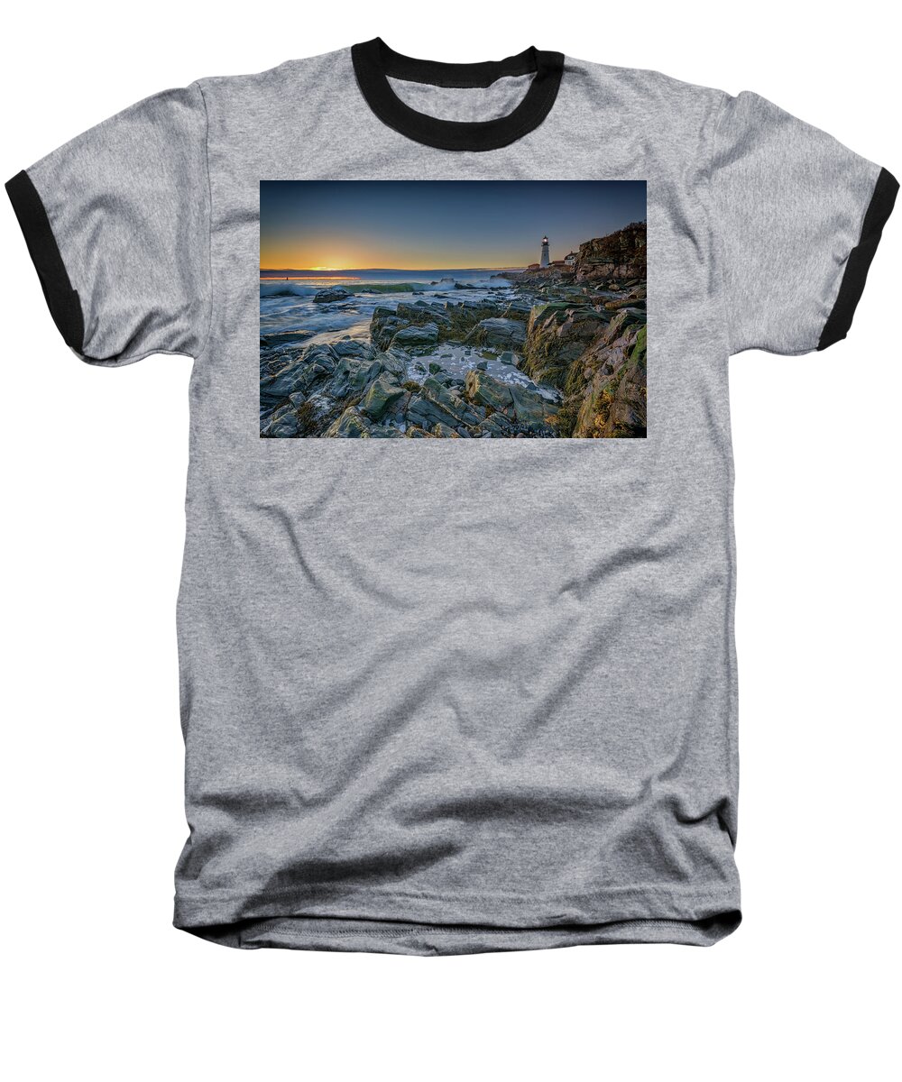Portland Head Lighthouse Baseball T-Shirt featuring the photograph Spring Sunrise at Portland Head by Rick Berk