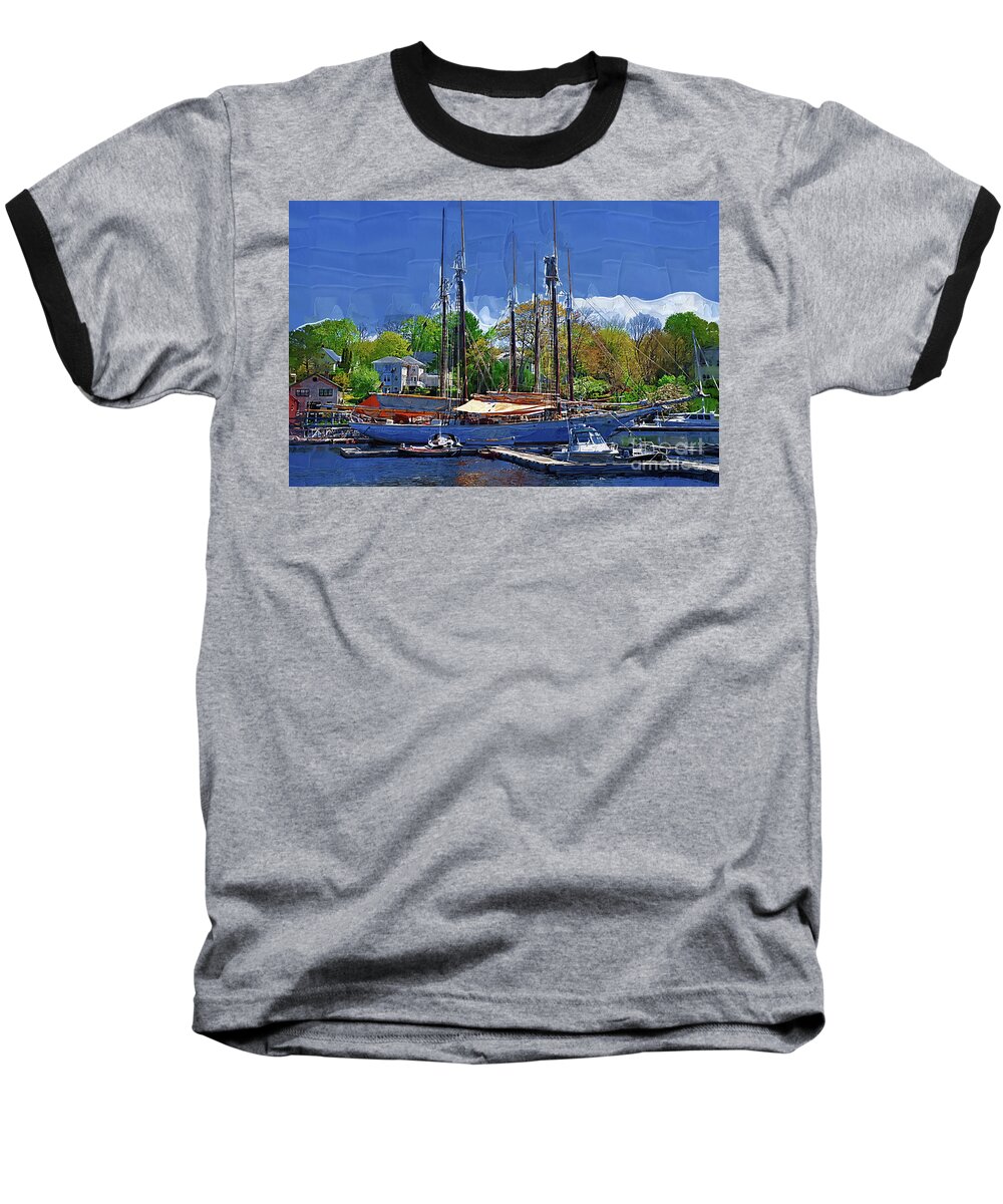 Sailboat Baseball T-Shirt featuring the digital art Springtime In The Harbor by Kirt Tisdale