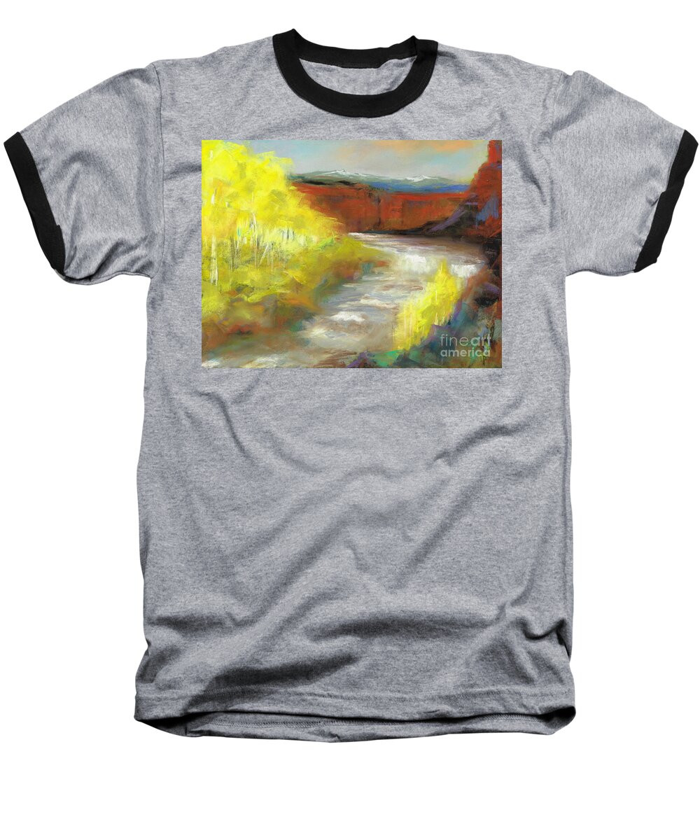 Landscapes Baseball T-Shirt featuring the painting Springtime in the Rockies by Frances Marino