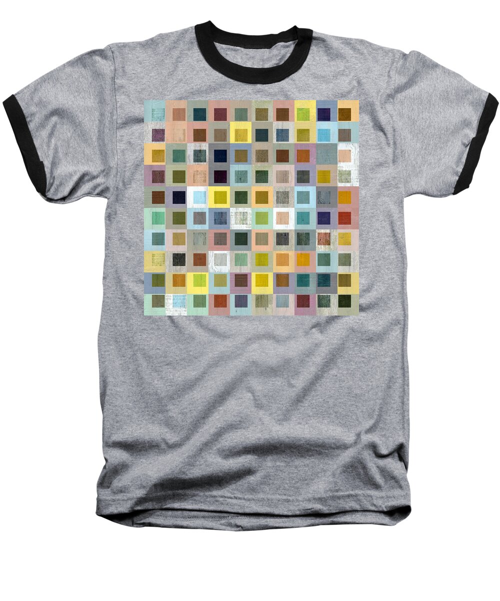 Abstract Baseball T-Shirt featuring the digital art Squares in Squares Three by Michelle Calkins