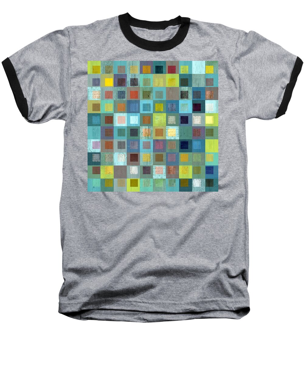Abstract Baseball T-Shirt featuring the digital art Squares in Squares Two by Michelle Calkins