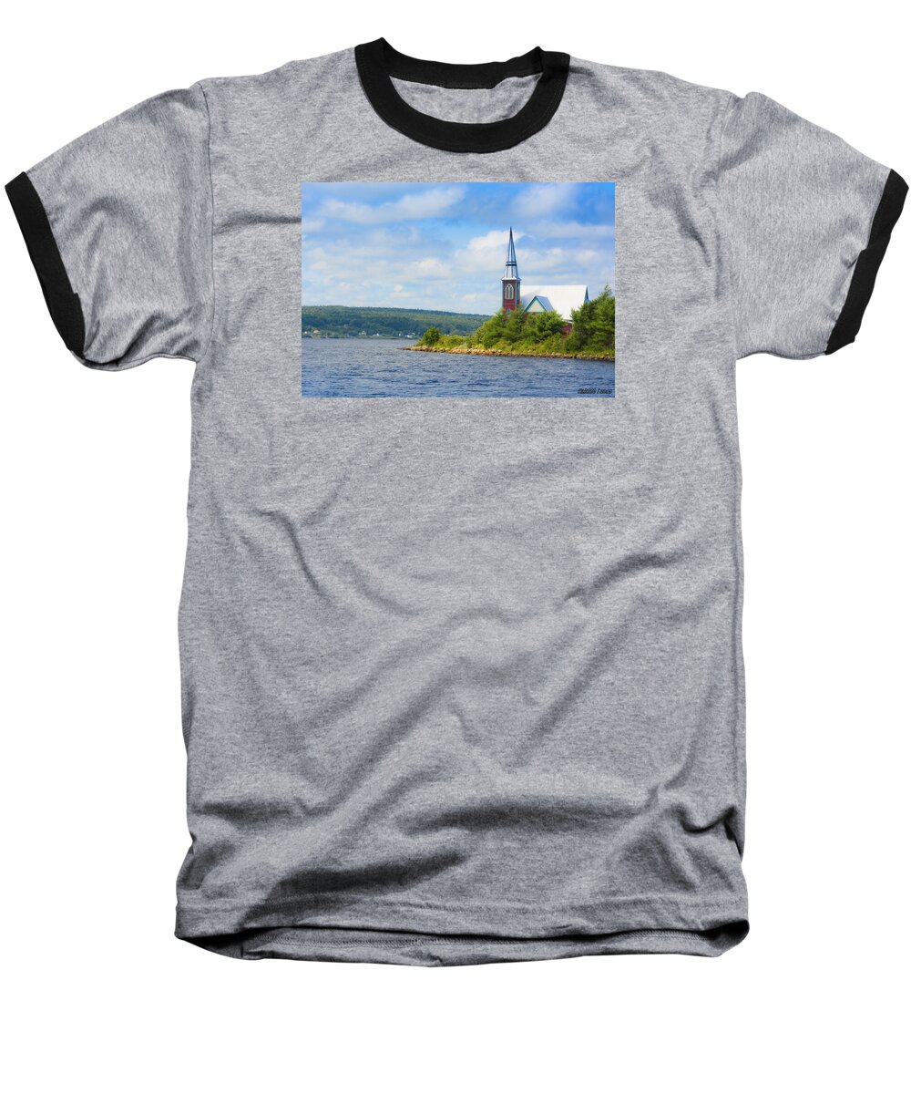 Lahave Baseball T-Shirt featuring the photograph St Marks in Middle LaHave Nova Scotia by Ken Morris