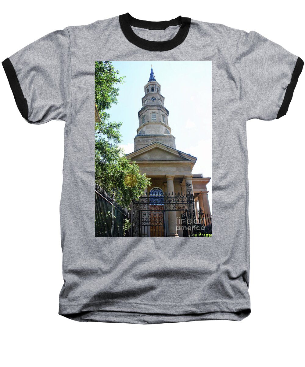Architecture Baseball T-Shirt featuring the photograph St. Phillips Episcopal Church, Charleston, South Carolina by Sharon McConnell