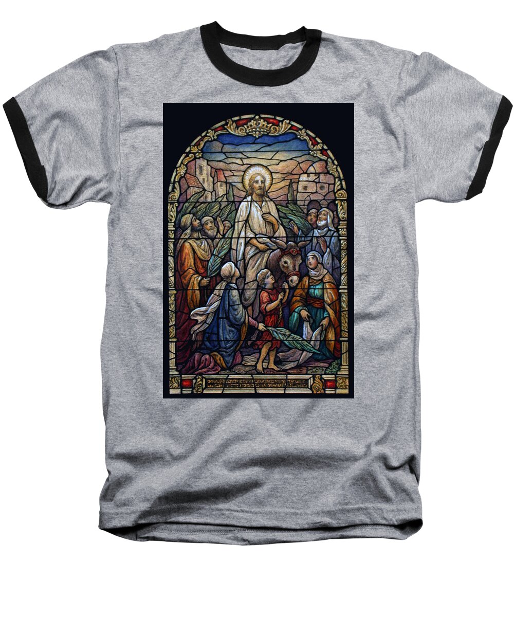 Palm Baseball T-Shirt featuring the photograph Stained Glass - Palm Sunday by Munir Alawi