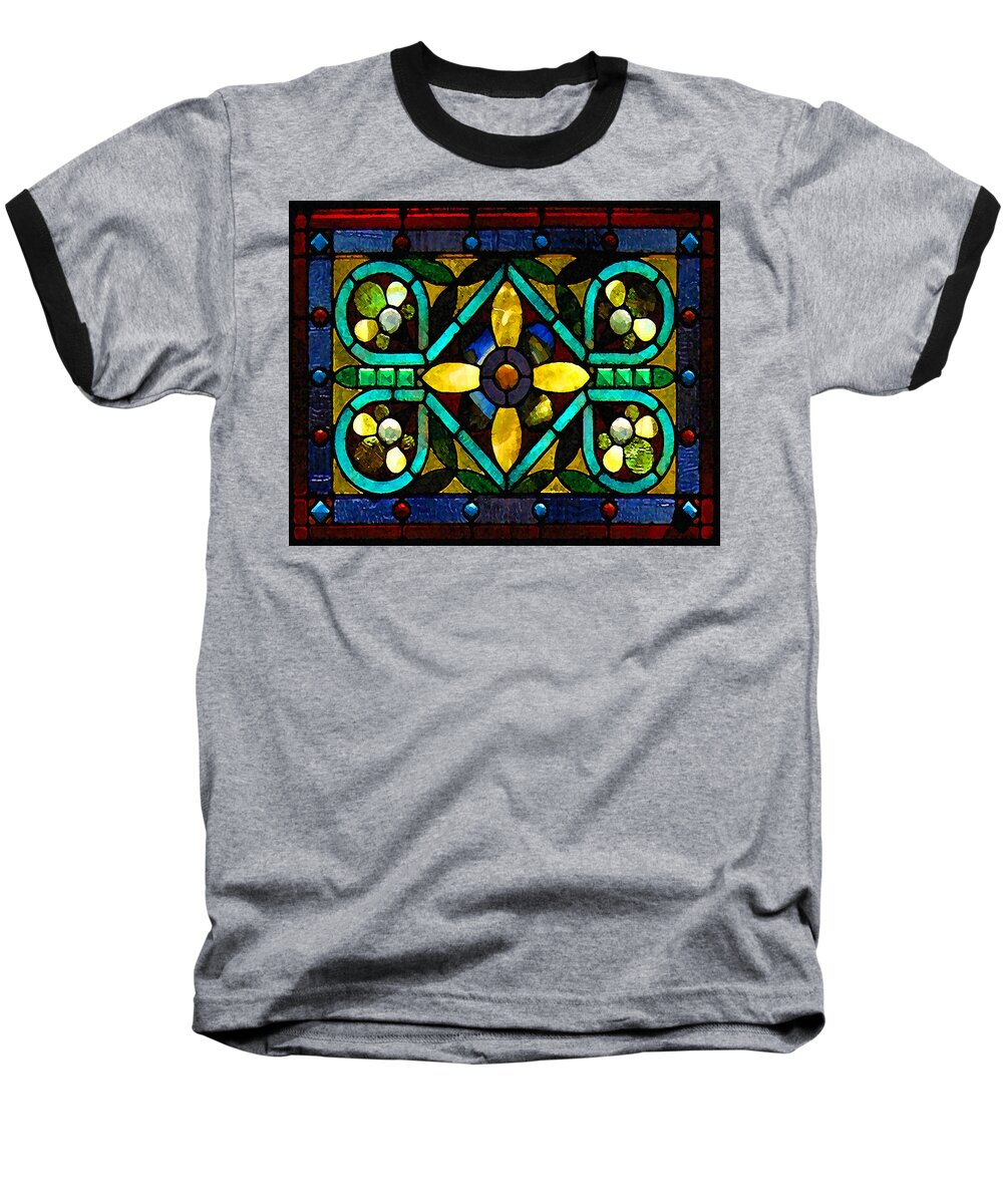 Stained Glass Baseball T-Shirt featuring the photograph Stained Glass 1 by Timothy Bulone