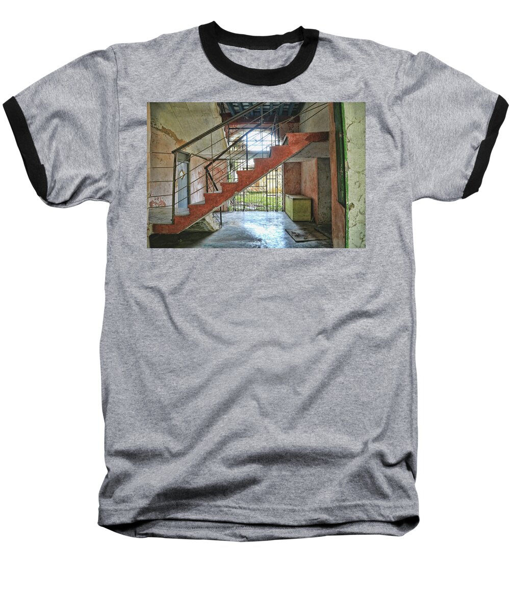 Cuba Baseball T-Shirt featuring the photograph Stairway to Havana by Mary Buck