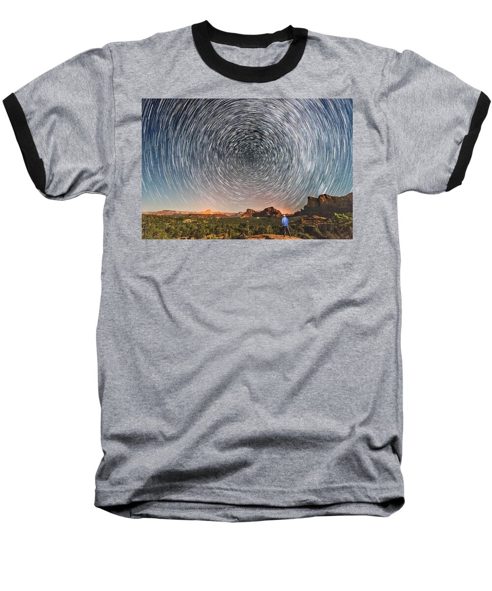 Stars Baseball T-Shirt featuring the photograph Star Trail Over Sedona, Arizona by Mati Krimerman
