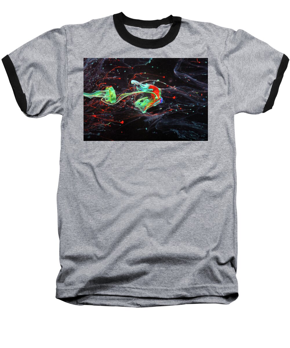 Abstract Baseball T-Shirt featuring the photograph Starborn - Colorful Abstract Art Photography - Paint Pouring by Modern Abstract