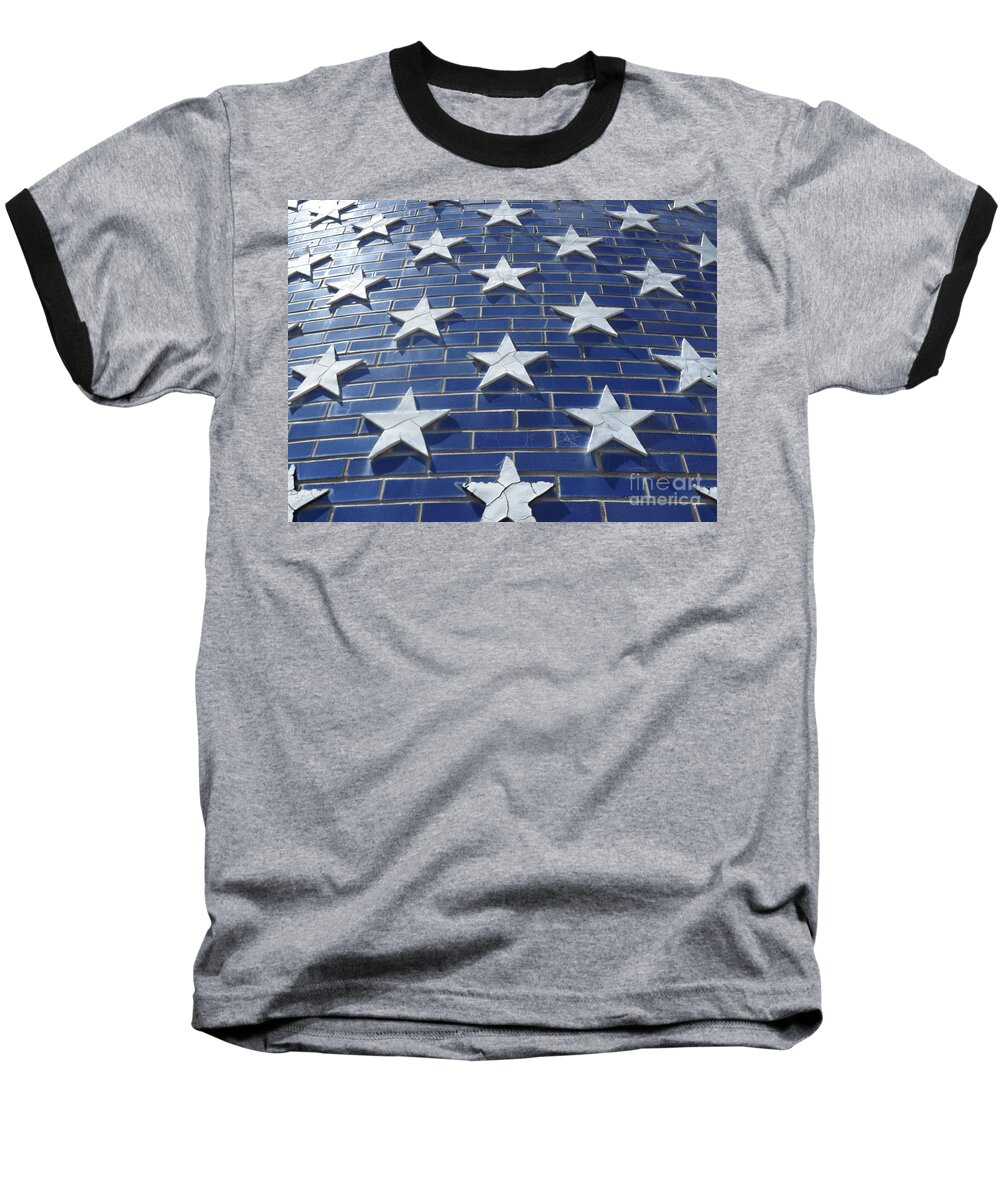 Flag Baseball T-Shirt featuring the photograph Stars on Blue Brick by Erick Schmidt