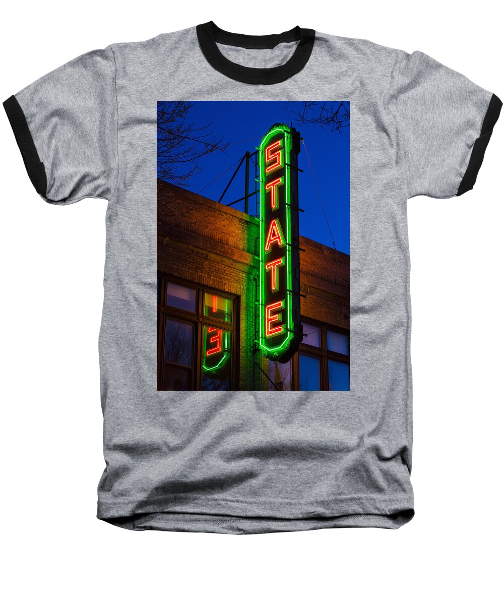 State Theatre Baseball T-Shirt featuring the photograph State Theatre - Ithaca by Stephen Stookey