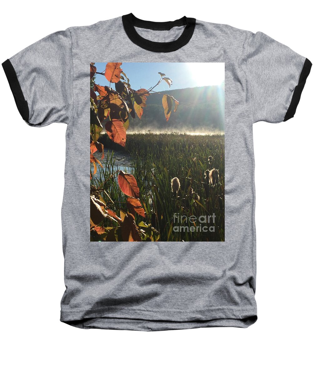 Leaves Baseball T-Shirt featuring the photograph Steamy Lake by Jason Nicholas