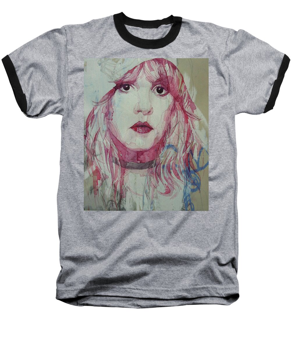 Stevie Nicks Baseball T-Shirt featuring the painting Stevie Nicks - Gypsy by Paul Lovering