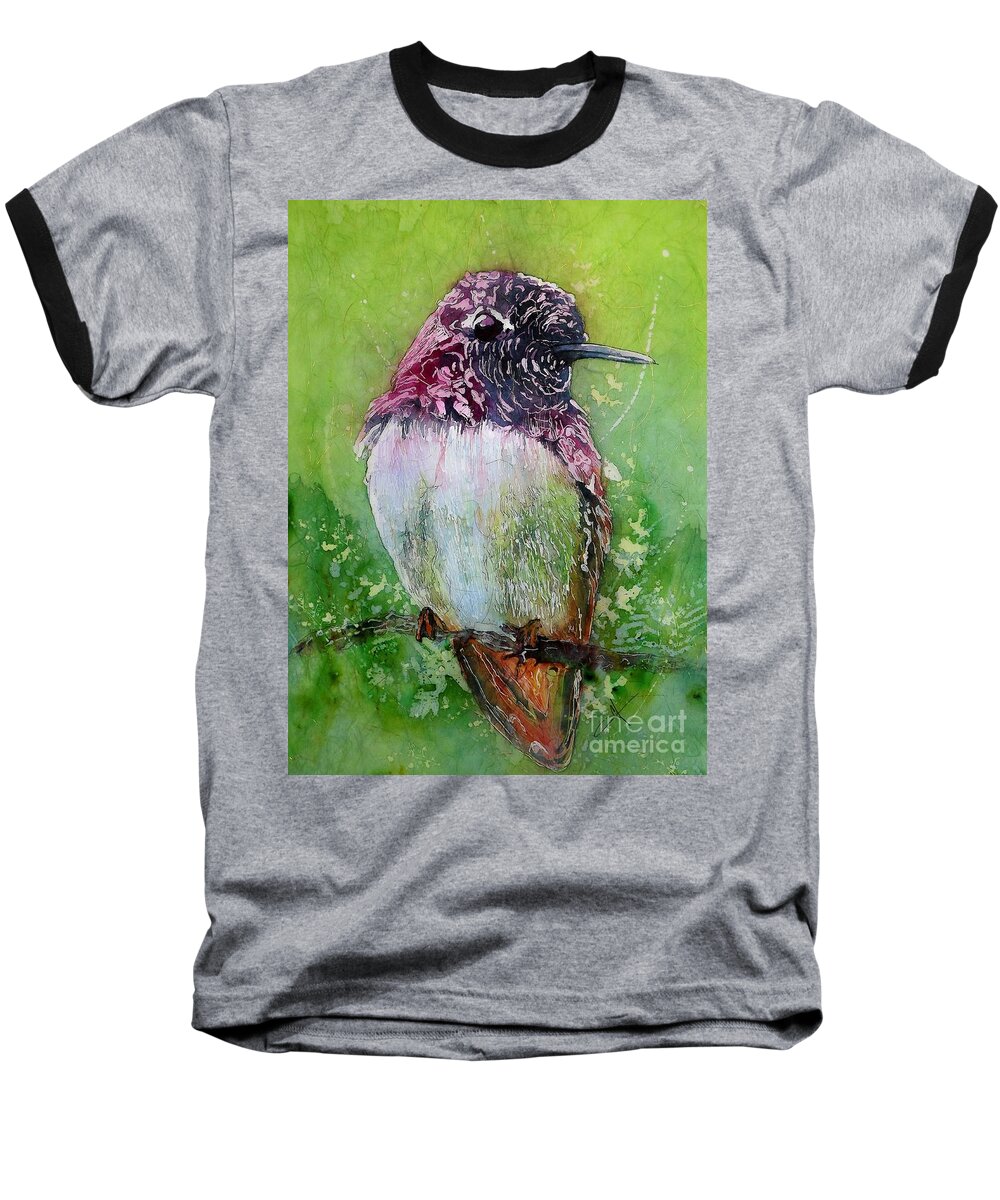 Hummingbird Baseball T-Shirt featuring the mixed media Still for a Moment II by Carol Losinski Naylor