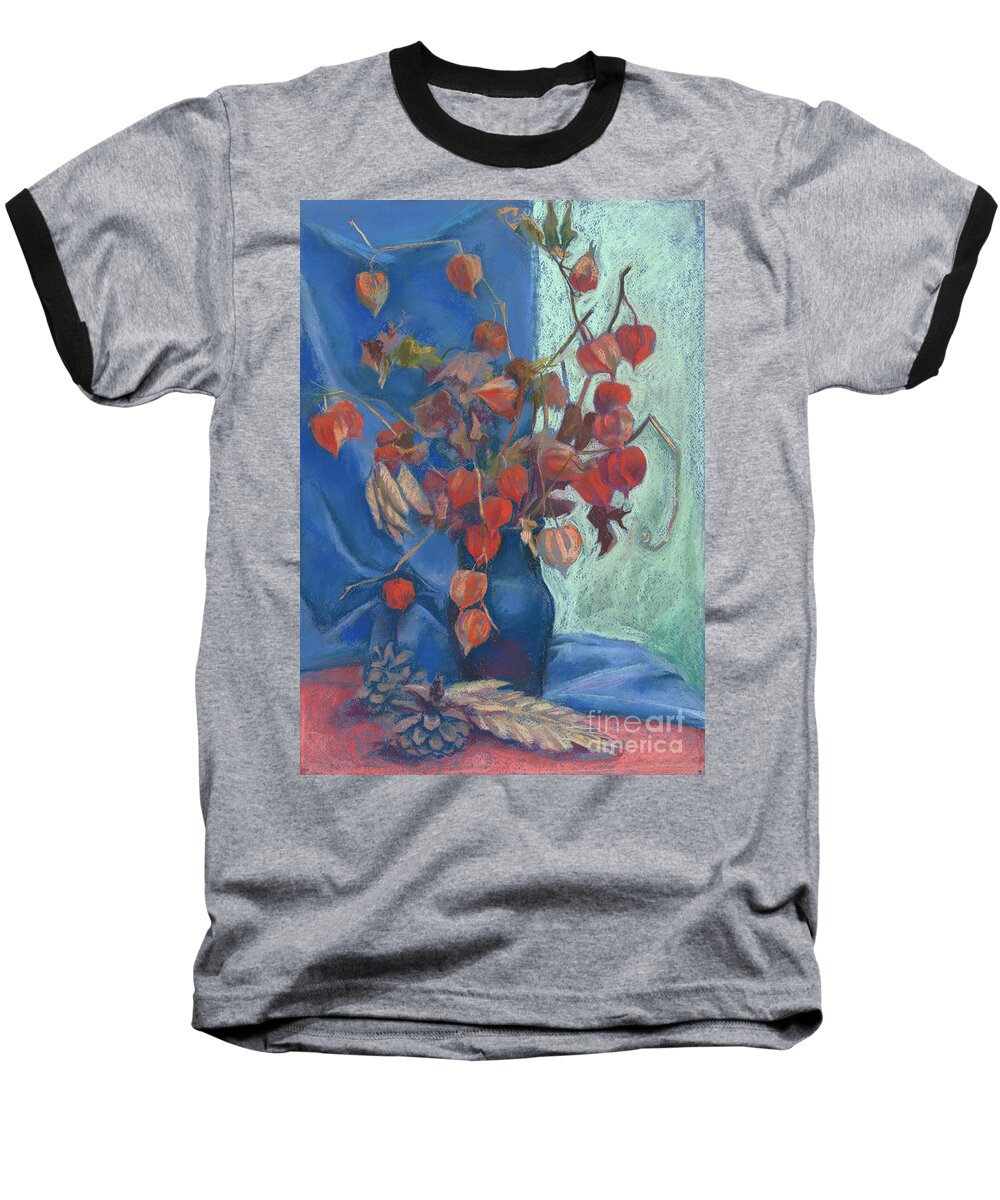  Pastel Baseball T-Shirt featuring the painting Still life with winter cherry by Julia Khoroshikh