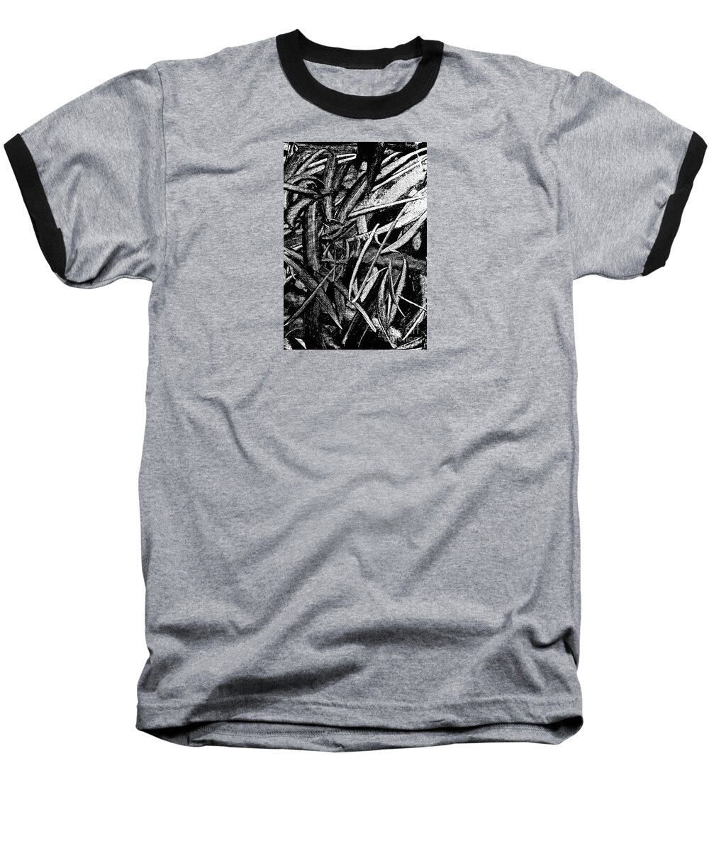 Captured Image Baseball T-Shirt featuring the painting Stolen moment Black n White abstract by Priscilla Batzell Expressionist Art Studio Gallery