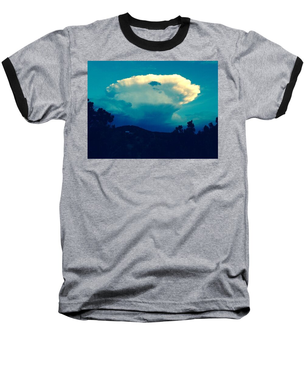 Weather Baseball T-Shirt featuring the photograph Storm over Santa Fe by Sharon Cromwell