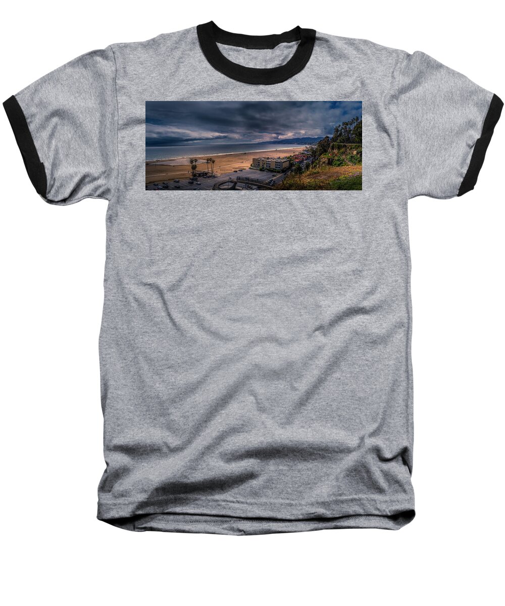 Sunset Baseball T-Shirt featuring the photograph Storm Watch Over Malibu - Panarama by Gene Parks