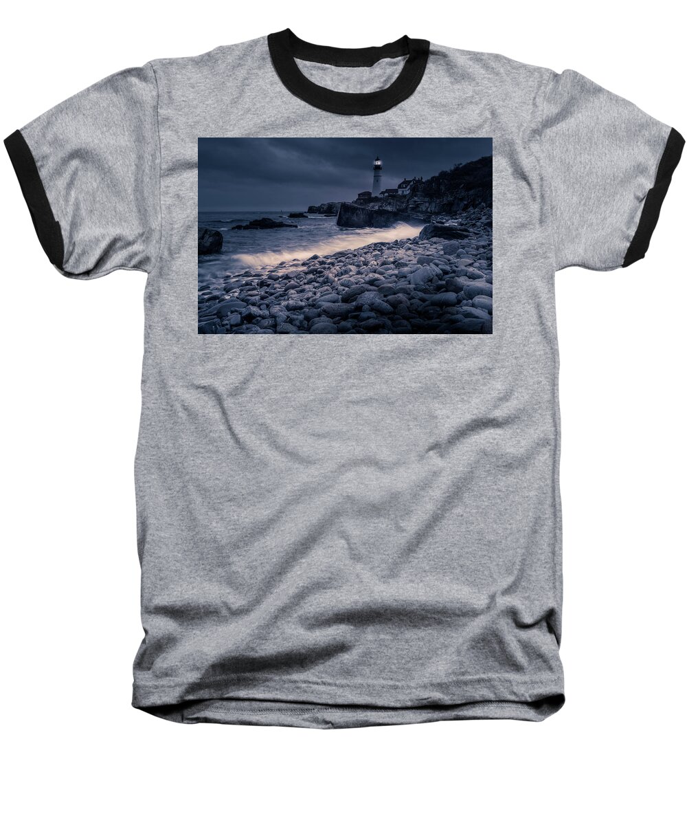 Storm Baseball T-Shirt featuring the photograph Stormy Lighthouse 2 by Doug Camara