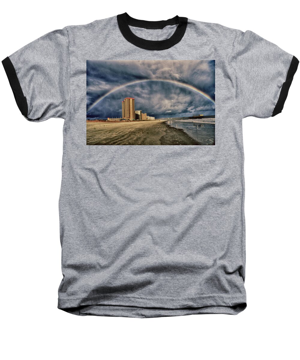Rainbow Baseball T-Shirt featuring the photograph Stormy Rainbow by Kelly Reber