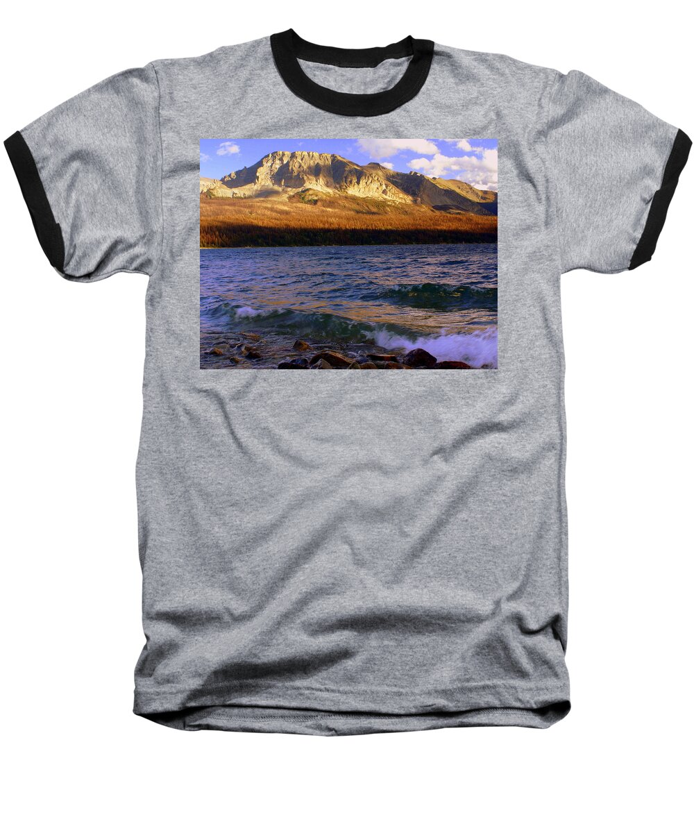 Glacier National Park Baseball T-Shirt featuring the photograph Stormy St Marys by Marty Koch