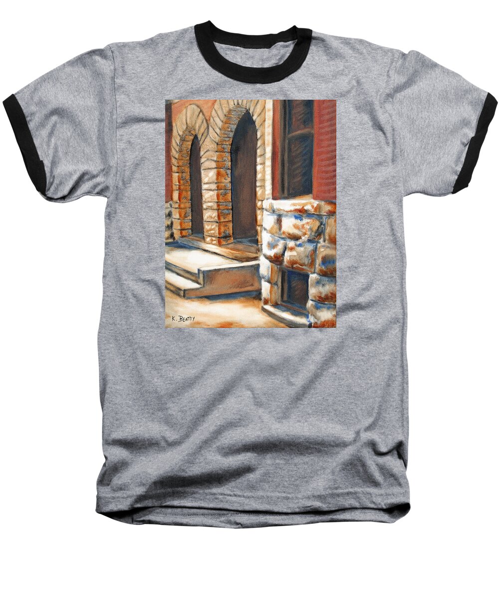 Street Baseball T-Shirt featuring the painting Street Scene Oil Painting by Karla Beatty