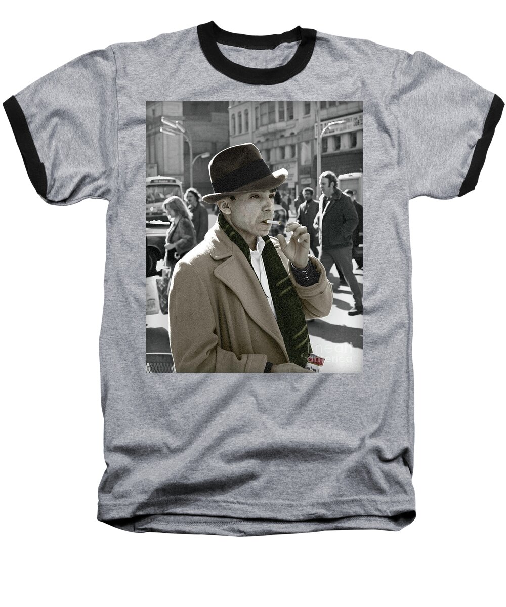 Man Baseball T-Shirt featuring the photograph Street Smoking Man by Martin Konopacki