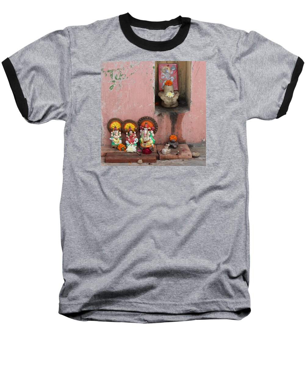 Temple Baseball T-Shirt featuring the photograph Street Temple, Haridwar by Jennifer Mazzucco