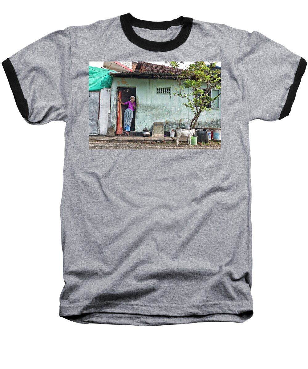 Kerala Baseball T-Shirt featuring the photograph Streets of Kochi by Marion Galt