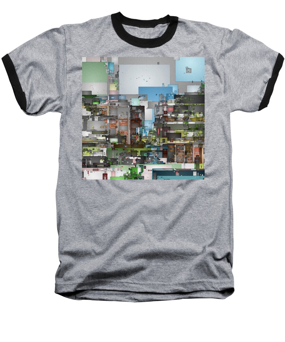 Abstract Baseball T-Shirt featuring the digital art Streetscape 3 by David Hansen