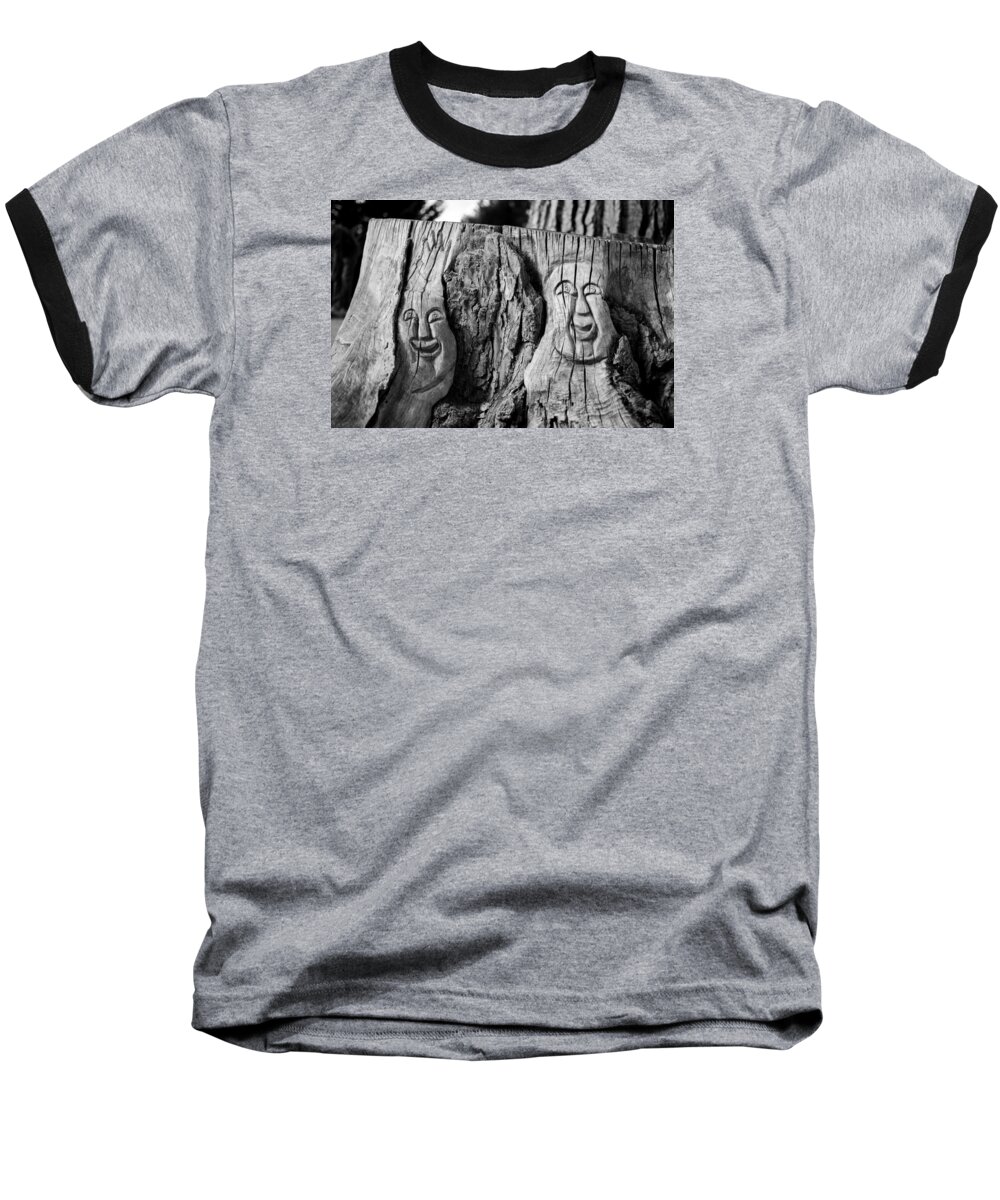 Tree Stump Baseball T-Shirt featuring the photograph Stump faces 2 by Stephen Holst